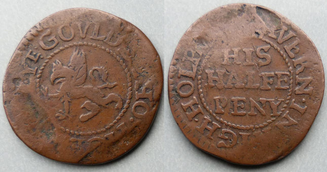 High Holborn, Tho Pigett AT YE GOVLDEN TAVERN halfpenny